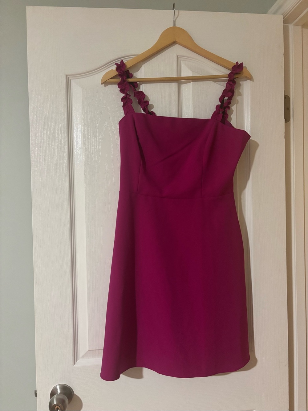 Trendyol Magenta Ruffle-Strap Mini Dress